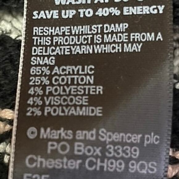 Marks & Spencer Per Una Grey Knit Striped Pullover Poncho Sweater Top Cape Sz S - Picture 4 of 4